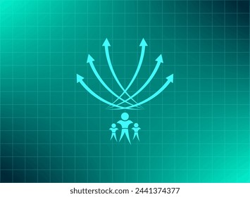 Vector illustration with the image of arrows and people