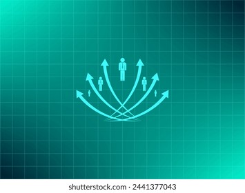 Vector illustration with the image of arrows and people