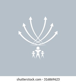 Vector illustration with the image of arrows and people