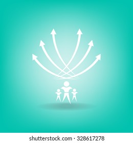Vector illustration with the image of arrows and people