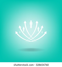 Vector illustration with the image of arrows and people
