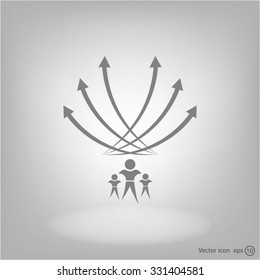 Vector illustration with the image of arrows and people