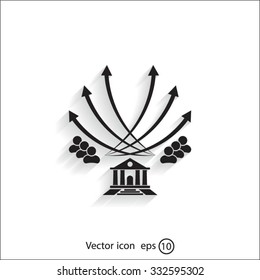 Vector illustration with the image of arrows and people