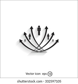 Vector illustration with the image of arrows and people