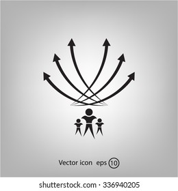 Vector illustration with the image of arrows and people