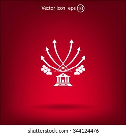 Vector illustration with the image of arrows and people