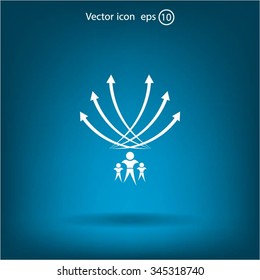 Vector illustration with the image of arrows and people