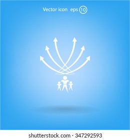 Vector illustration with the image of arrows and people