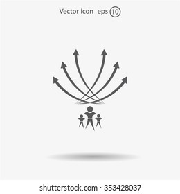 Vector illustration with the image of arrows and people