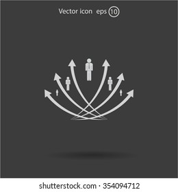 Vector illustration with the image of arrows and people