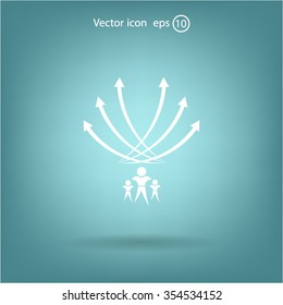 Vector illustration with the image of arrows and people