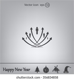 Vector illustration with the image of arrows and people