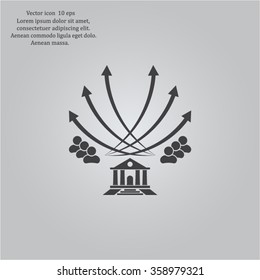 Vector illustration with the image of arrows and people