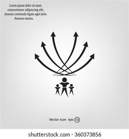 Vector illustration with the image of arrows and people