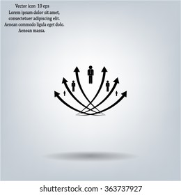 Vector illustration with the image of arrows and people