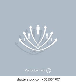 Vector illustration with the image of arrows and people