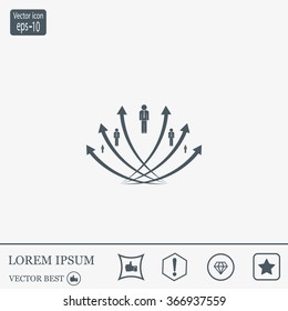Vector illustration with the image of arrows and people