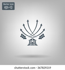 Vector illustration with the image of arrows and people