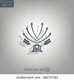 Vector illustration with the image of arrows and people