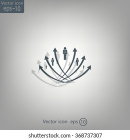 Vector illustration with the image of arrows and people
