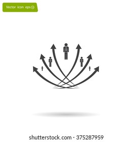 Vector illustration with the image of arrows and people