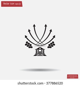 Vector illustration with the image of arrows and people