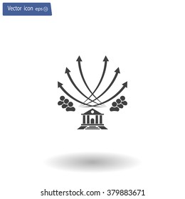 Vector illustration with the image of arrows and people