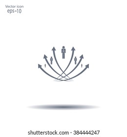 Vector illustration with the image of arrows and people