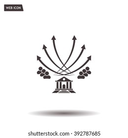 Vector illustration with the image of arrows and people