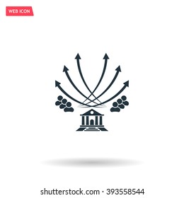 Vector illustration with the image of arrows and people