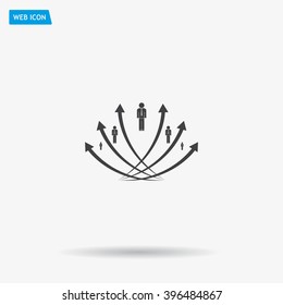 Vector illustration with the image of arrows and people