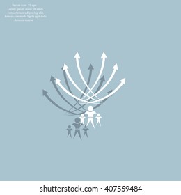 Vector illustration with the image of arrows and people