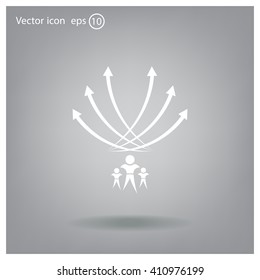 Vector illustration with the image of arrows and people
