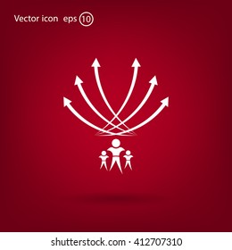 Vector illustration with the image of arrows and people