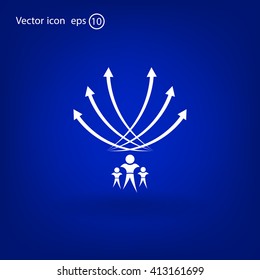 Vector illustration with the image of arrows and people