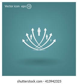 Vector illustration with the image of arrows and people
