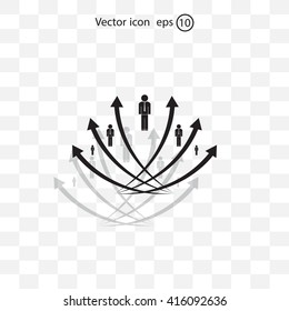 Vector illustration with the image of arrows and people