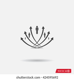 Vector illustration with the image of arrows and people