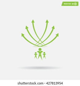 Vector illustration with the image of arrows and people