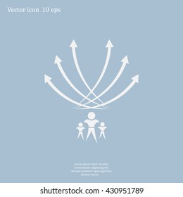Vector illustration with the image of arrows and people
