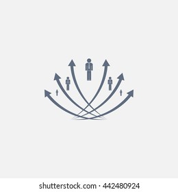 Vector illustration with the image of arrows and people
