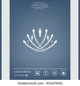 Vector illustration with the image of arrows and people