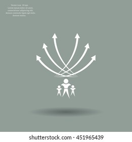 Vector illustration with the image of arrows and people