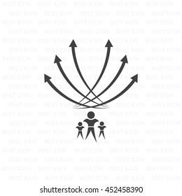 Vector illustration with the image of arrows and people