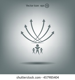 Vector illustration with the image of arrows and people