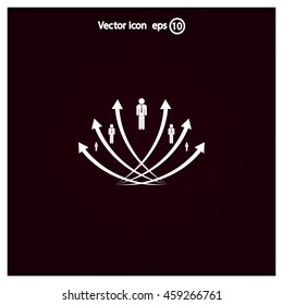 Vector illustration with the image of arrows and people