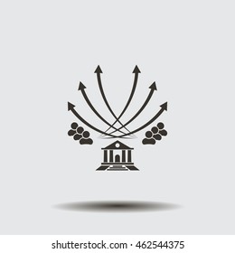 Vector illustration with the image of arrows and people