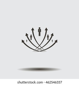 Vector illustration with the image of arrows and people