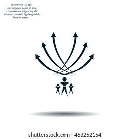 Vector illustration with the image of arrows and people