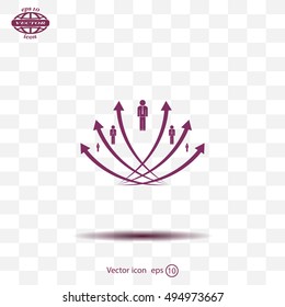 Vector illustration with the image of arrows and people